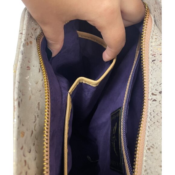 Sharif Womens Hobo Bag Beige Anaconda Tears Leather Shopper Tote Satchel NWT - Picture 11 of 14